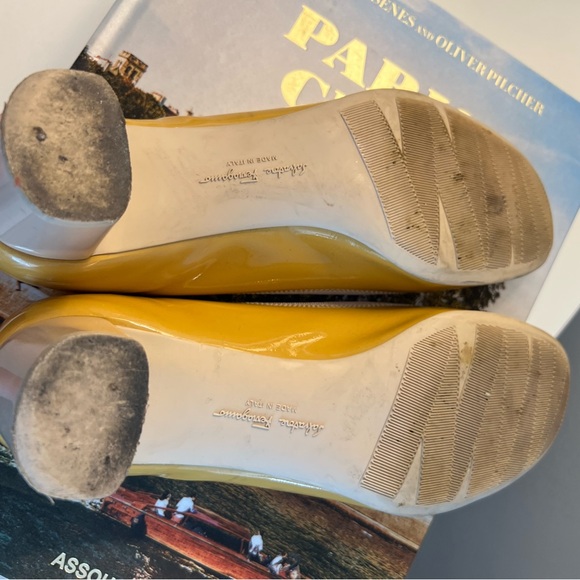 Salvatore Ferragamo Patent Leather Vintage Neutral Loafers/ Block Heels - Picture 7 of 9